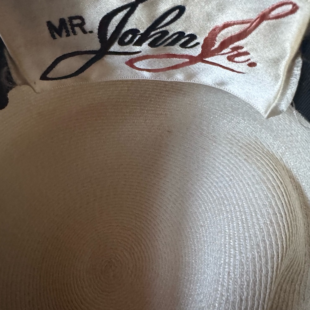 1960s Mr. John Jr. Wide-Brimmed Straw Sun Hat‎ w/Ribbon & Bow - Picture 8 of 8